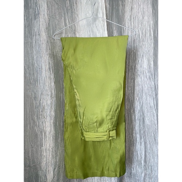 SOLD ASOS Daisy Street Wide Leg Pants In Green Shimmer - Picture 3 of 6